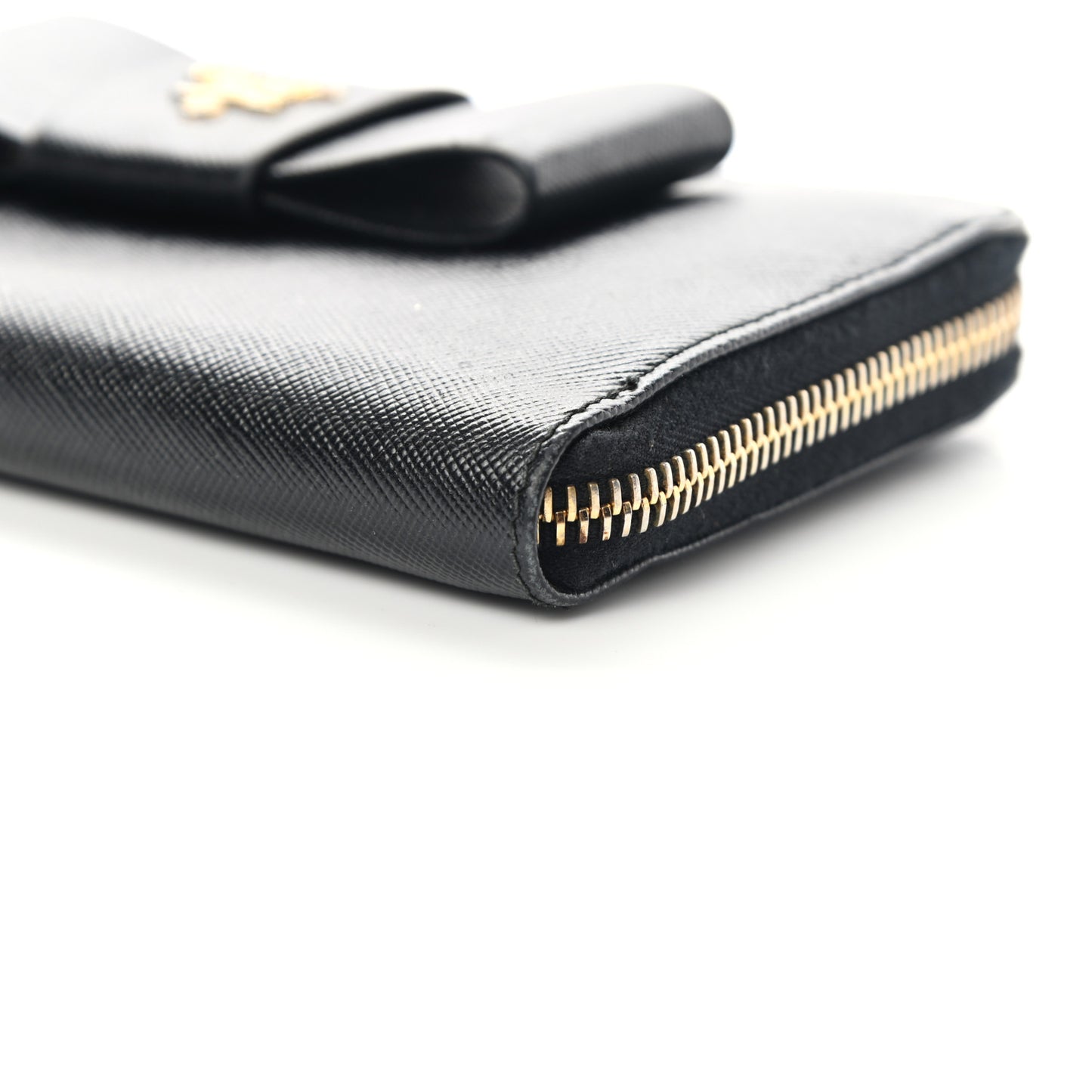 Saffiano Fiocco Bow Zip Around Wallet Black