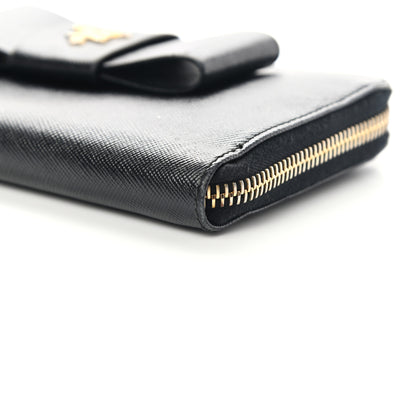 Prada Saffiano Fiocco Bow Zip Around Wallet Black 15 of 17