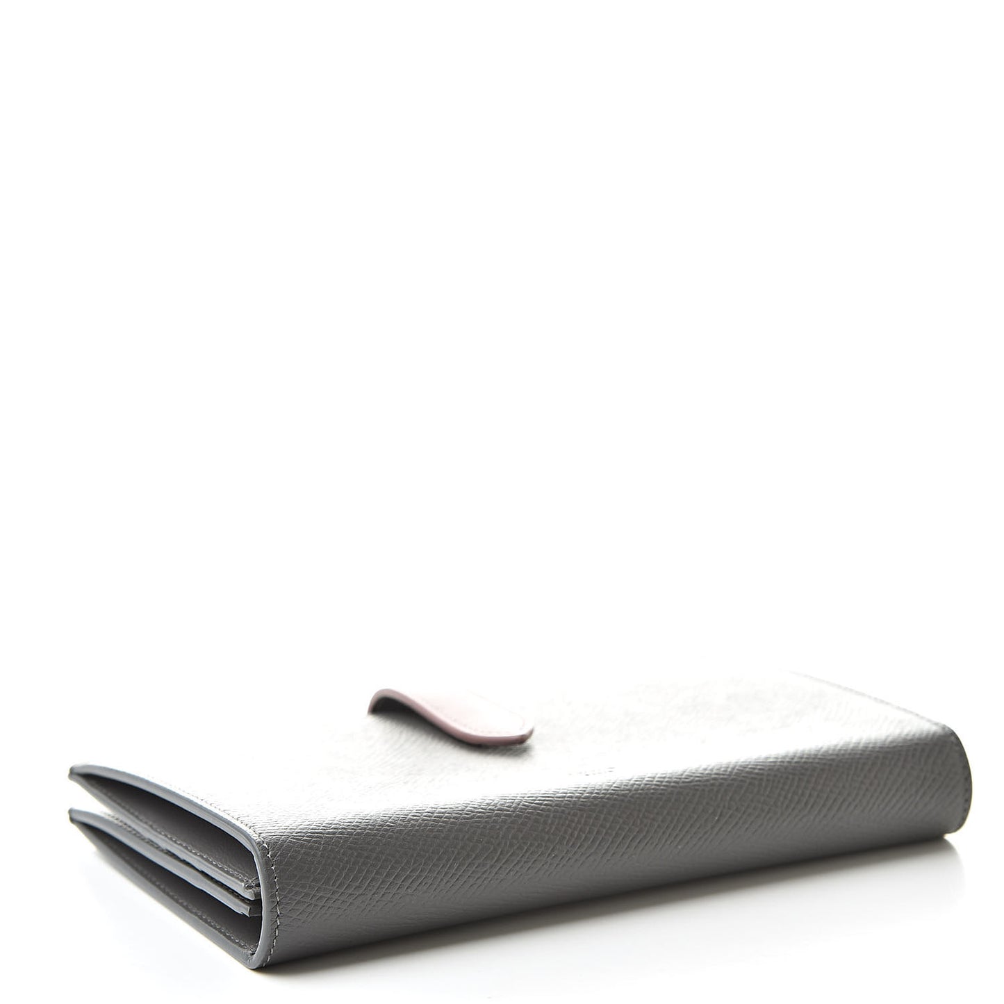 Grained Calfskin Large Multifunction Strap Wallet Grey