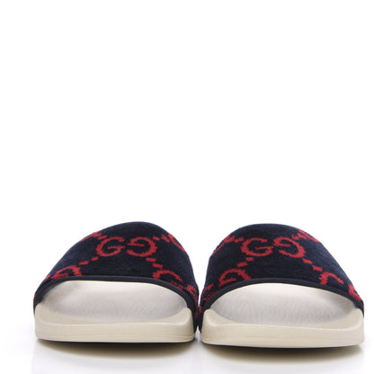 Gucci Terry Cloth GG Monogram Slide Sandals 38 Blue Red 2 of 7