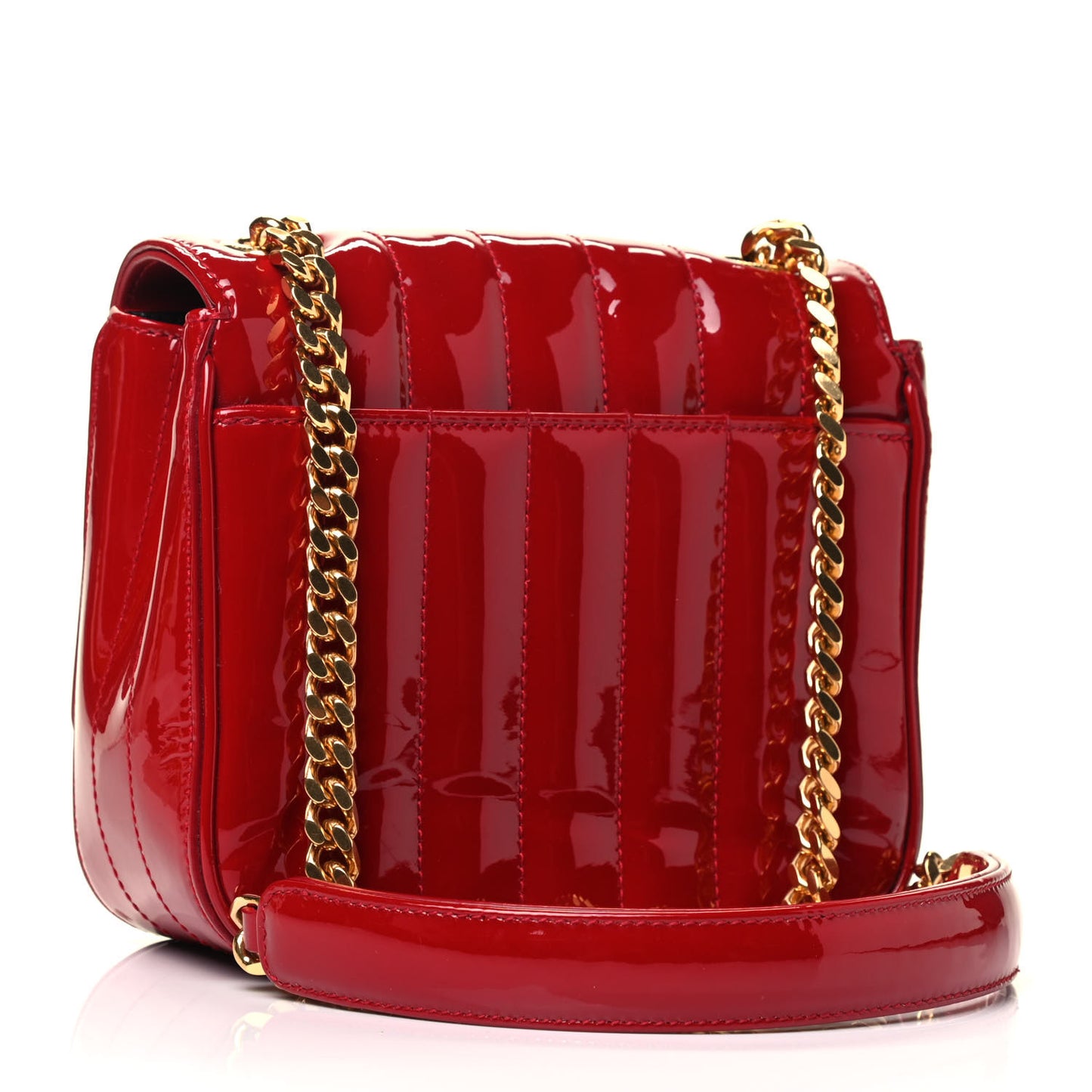 Patent Matelasse Monogram Small Vicky Chain Bag Red