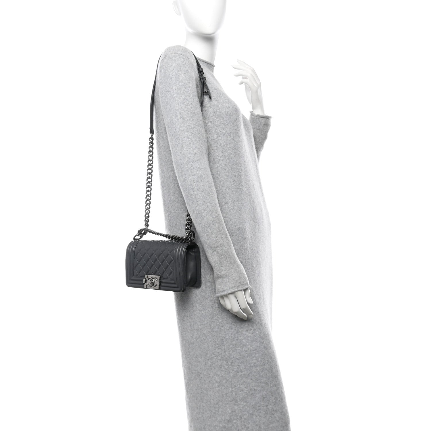 Chanel Calfskin Quilted Small Boy Flap Dark Grey 2 of 15