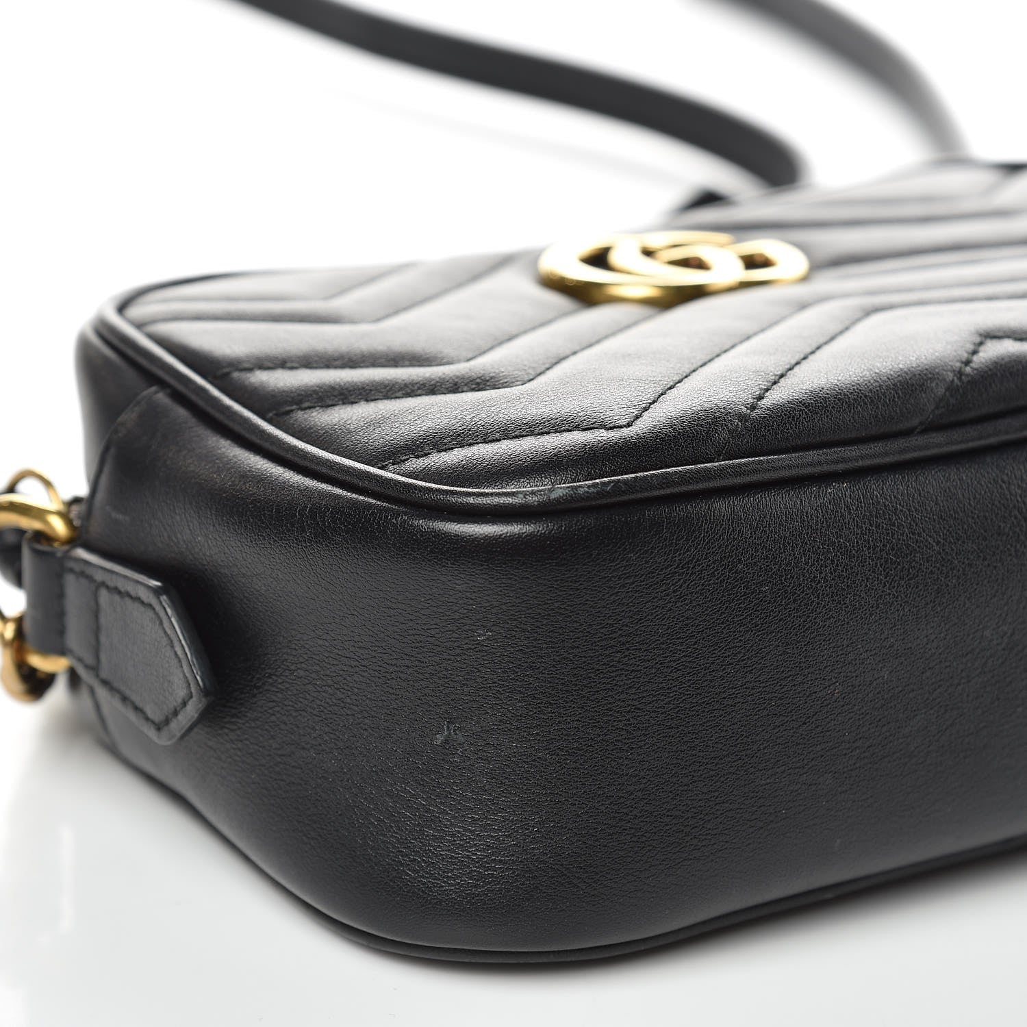 Gucci Calfskin Matelasse Mini GG Marmont Chain Shoulder Bag Black 8 of 16