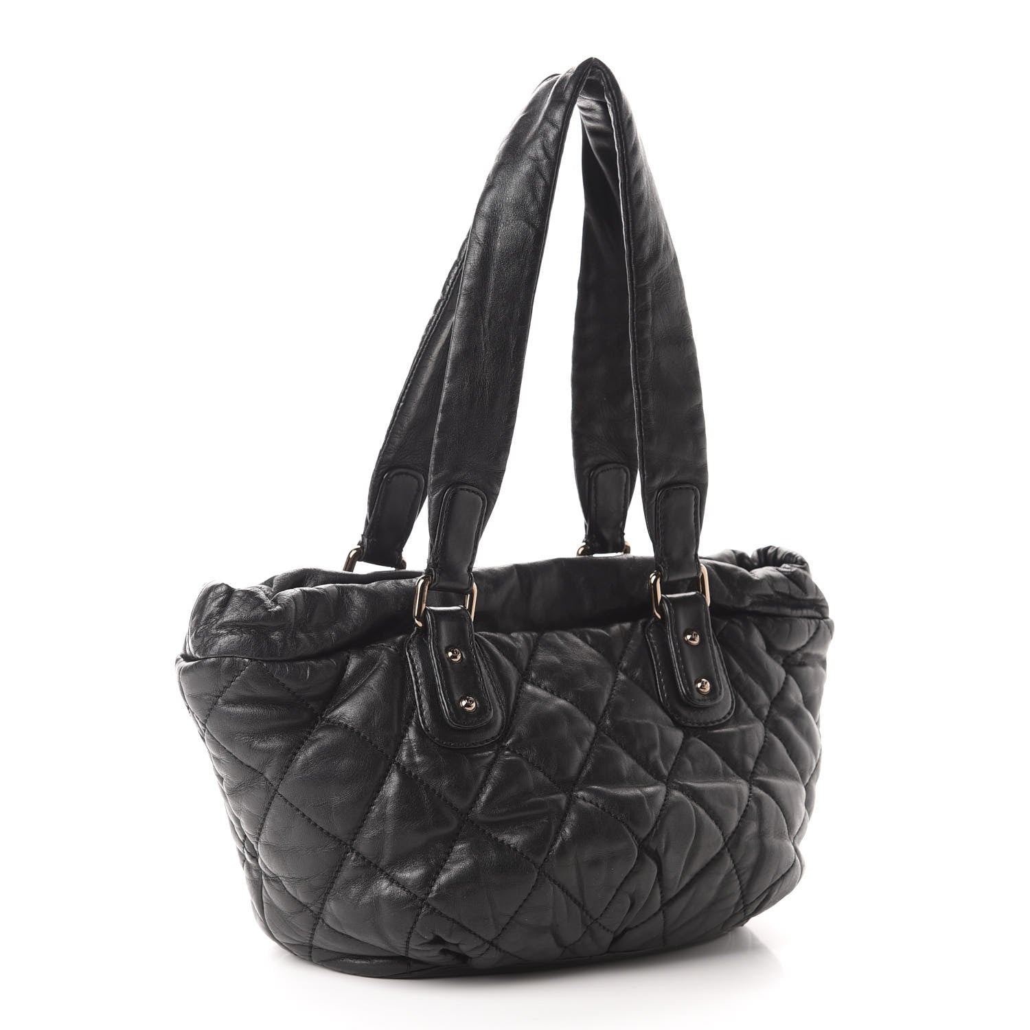 Chanel Lambskin Quilted Cloudy Bundle East West Tote Black 3 of 10