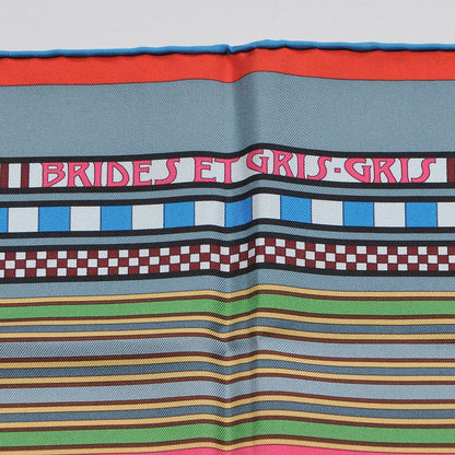 Hermes Silk Brides Et Gris Gris Scarf 90 Rose Vif Cobalt Vert 4 of 7