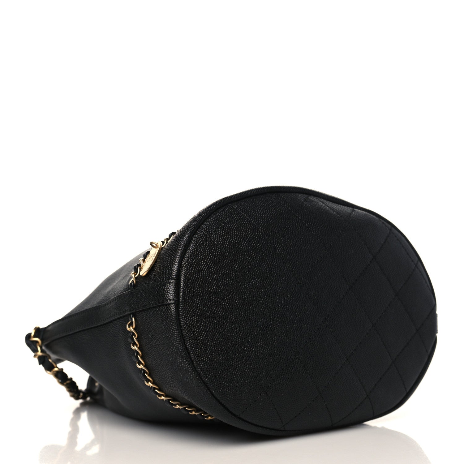 Chanel Lambskin Caviar Lovely Chains Drawstring Bag Black 4 of 9