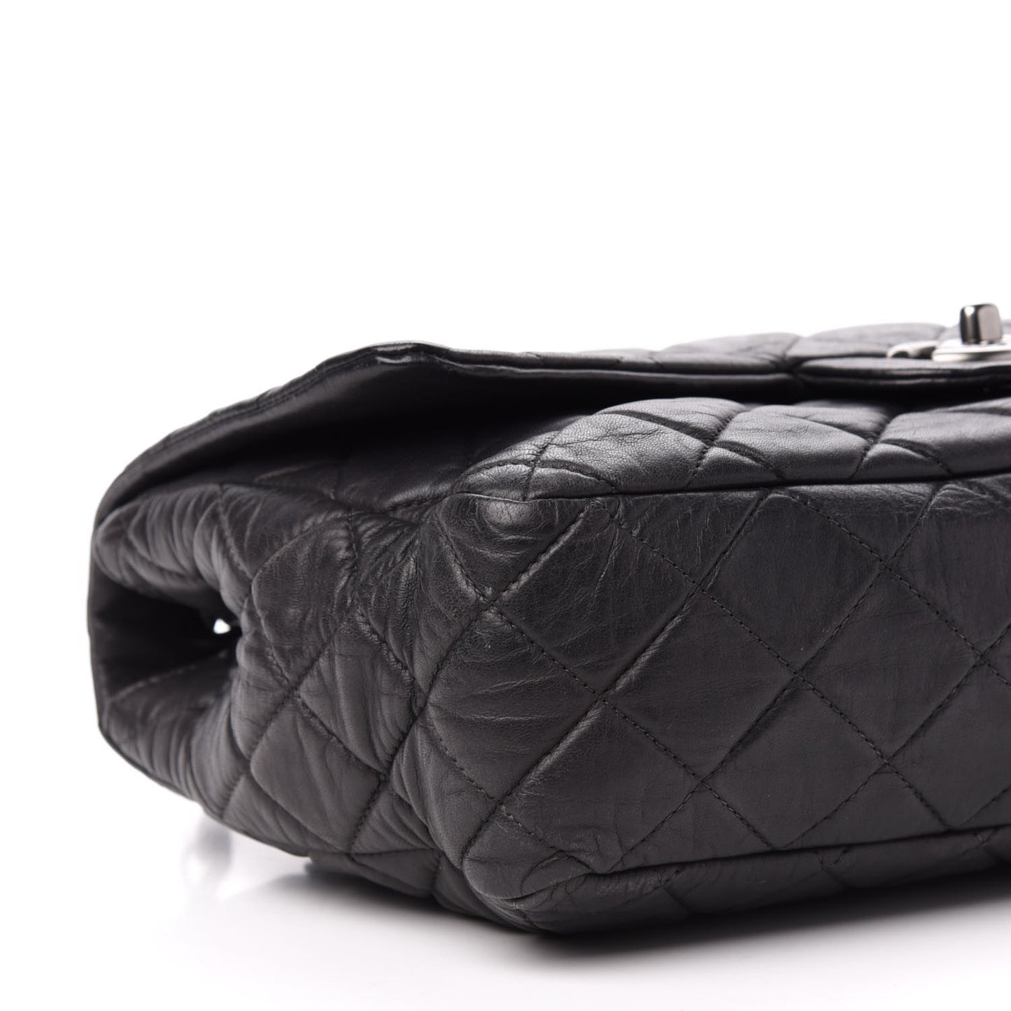 Lambskin Quilted Jumbo Single Flap Dark Grey