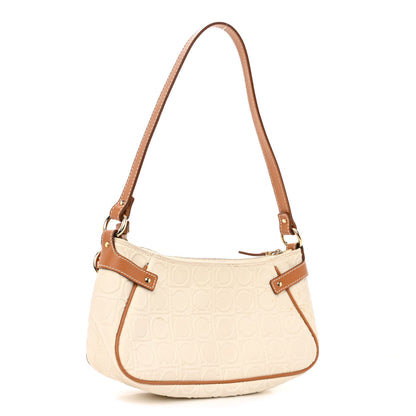 Salvatore Ferragamo Calfskin Gancini Embossed Shoulder Bag Off White 3 of 12