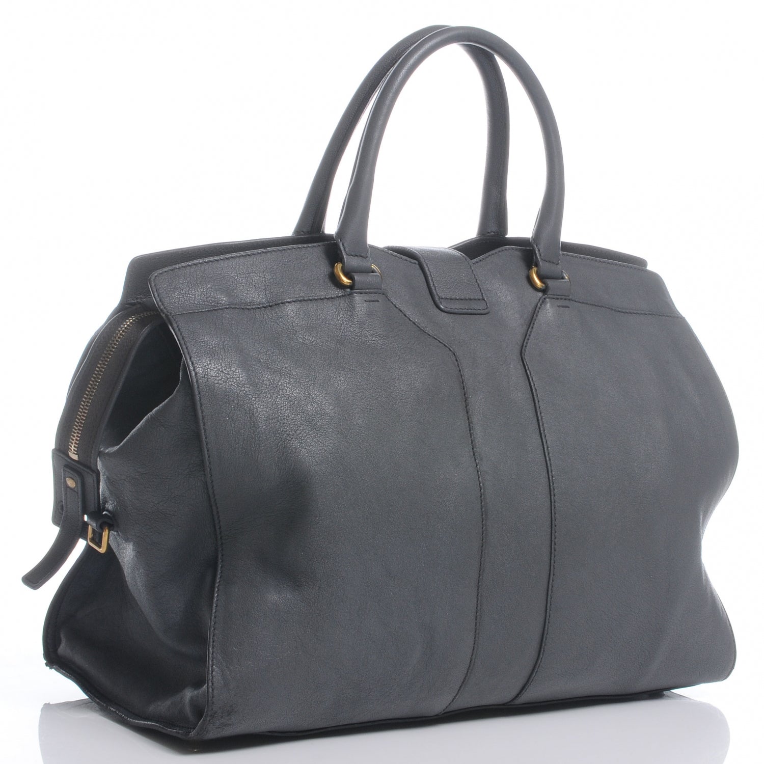 Saint Laurent Leather Large Cabas Chyc Grey 4 of 8