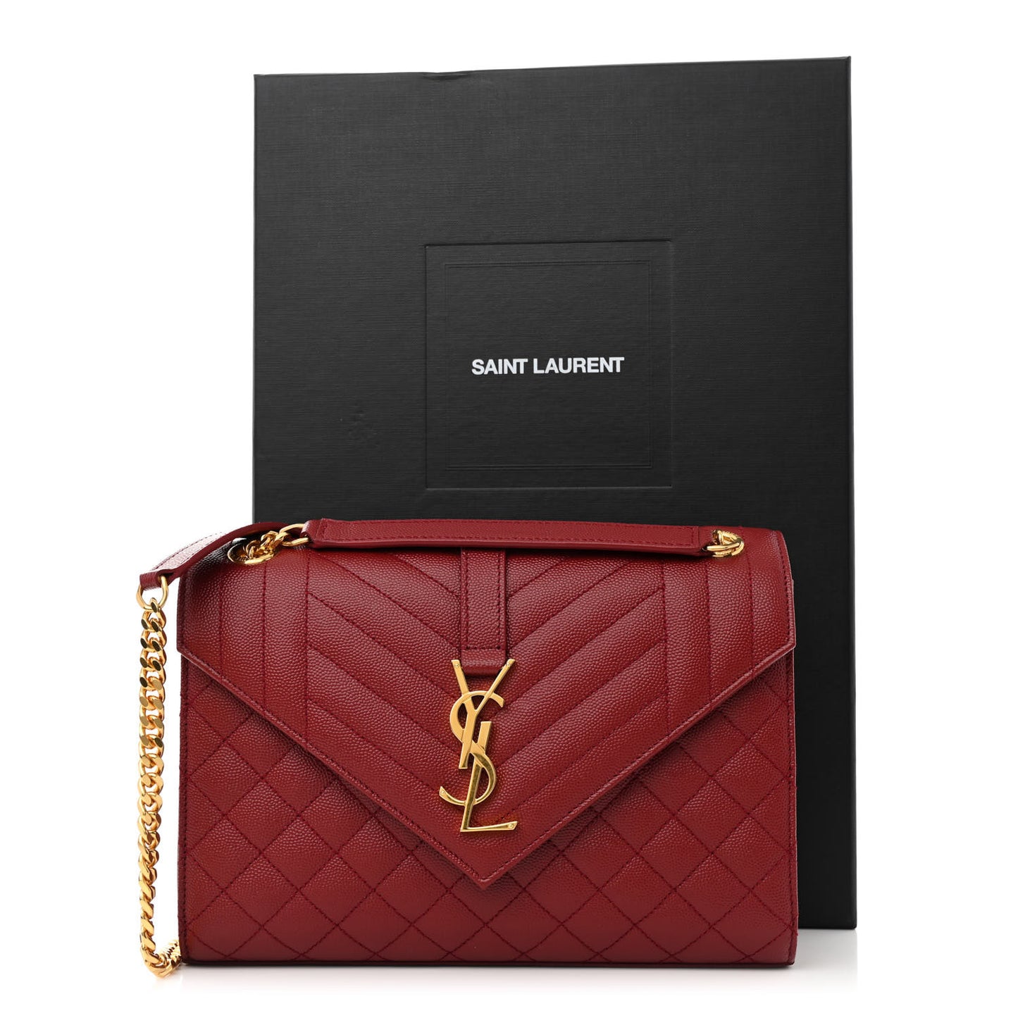 Grain De Poudre Textured Mixed Matelasse Triquilt Medium Monogram Satchel Oxblood