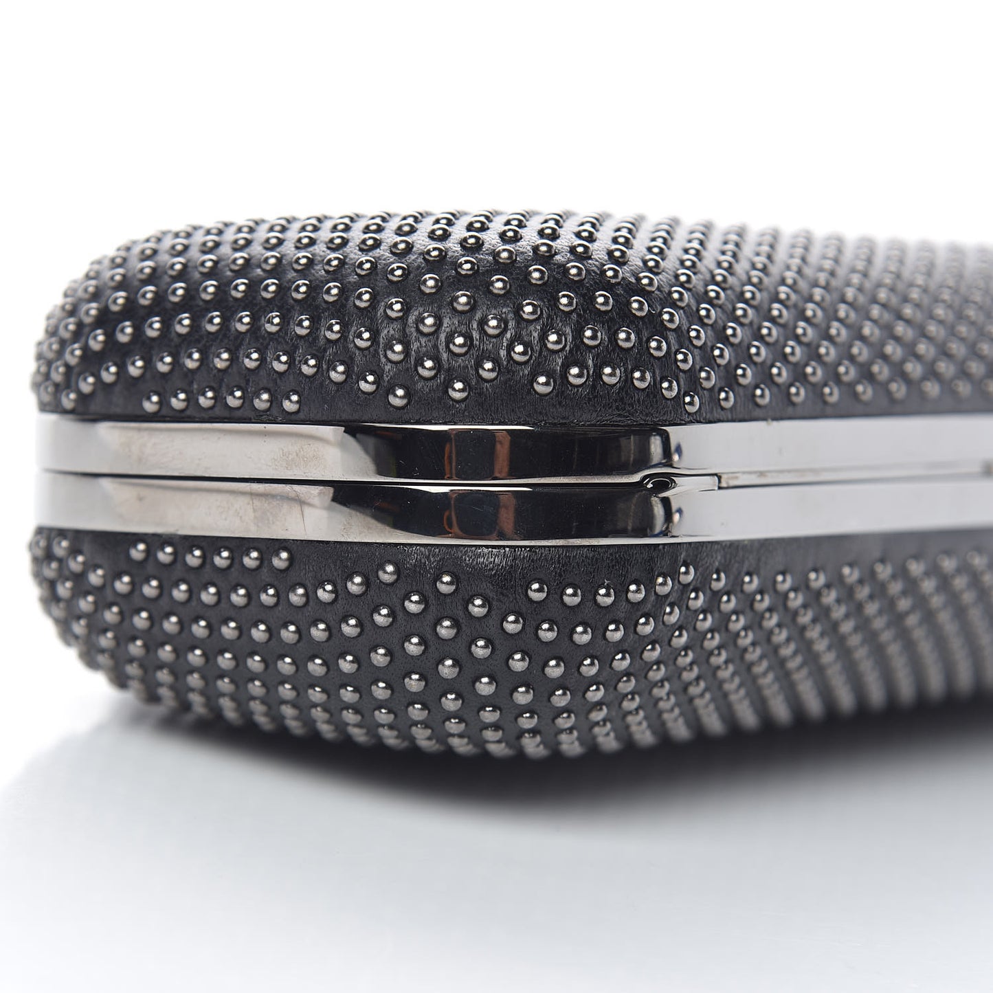 Nappa Studded Skull Knuckle Box Clutch Black