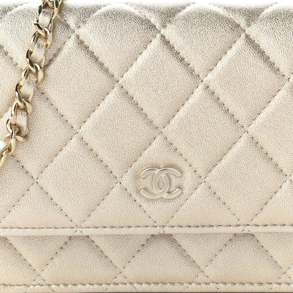 Chanel Metallic Lambskin Quilted Mini Wallet On Chain WOC Gold 10 of 11