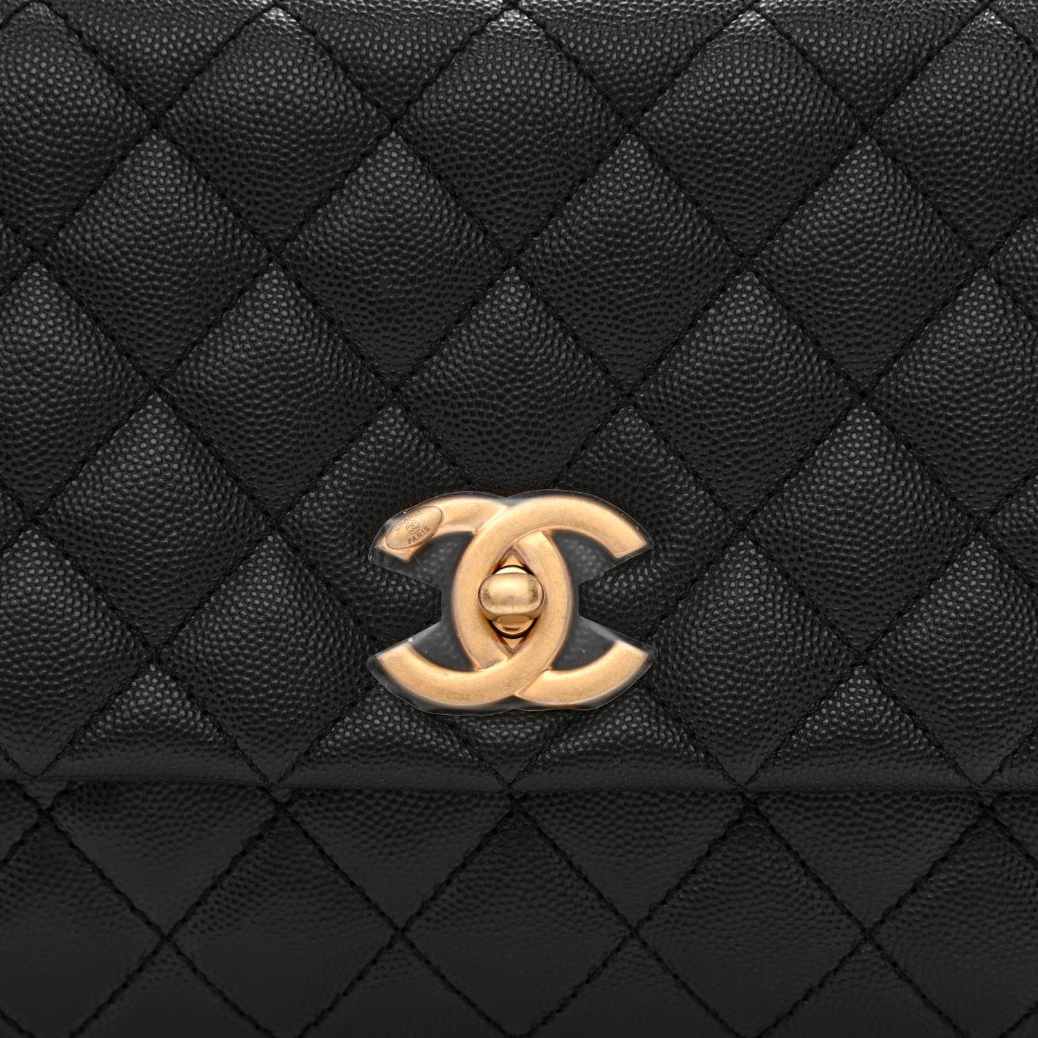 Chanel Caviar Lizard Embossed Quilted Small Coco Handle Flap Black 8 of 10