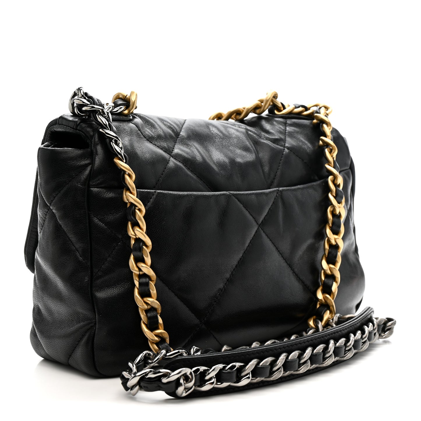 Goatskin Quilted Medium Chanel 19 Flap Black