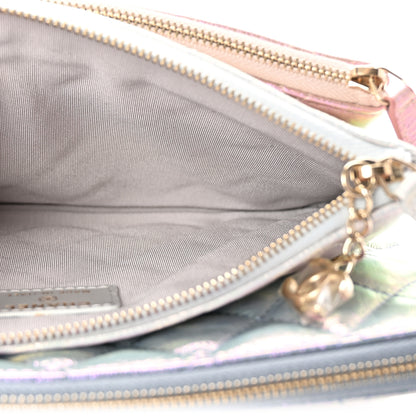 Chanel Iridescent Crumpled Calfskin Trio Cosmetic Case Blue Pink Ivory 6 of 11