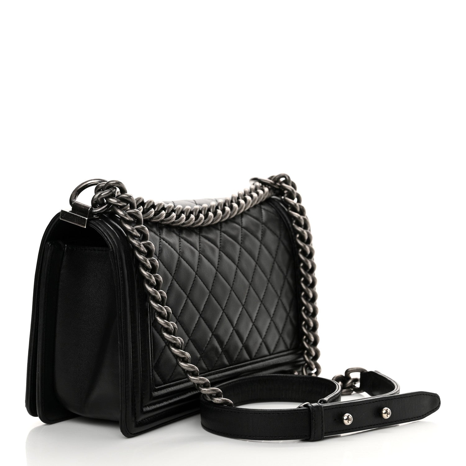 Chanel Lambskin Quilted Medium Boy Flap Black 3 of 12