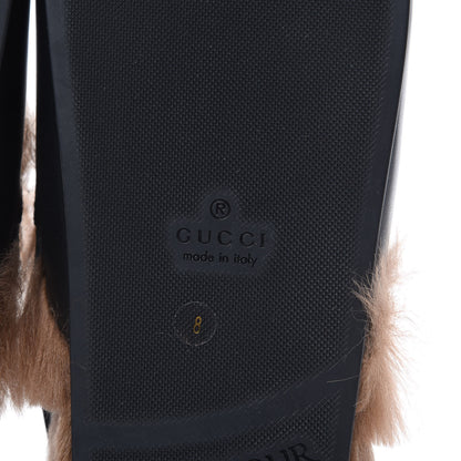 Gucci Calfskin Fur Mens Horsebit River Slingback Slippers 8 Black 6 of 9
