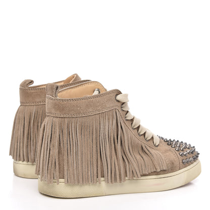 Christian Louboutin Veau Velours Spikes Womens Coachelita Flat Sneakers 36 Beige 4 of 9