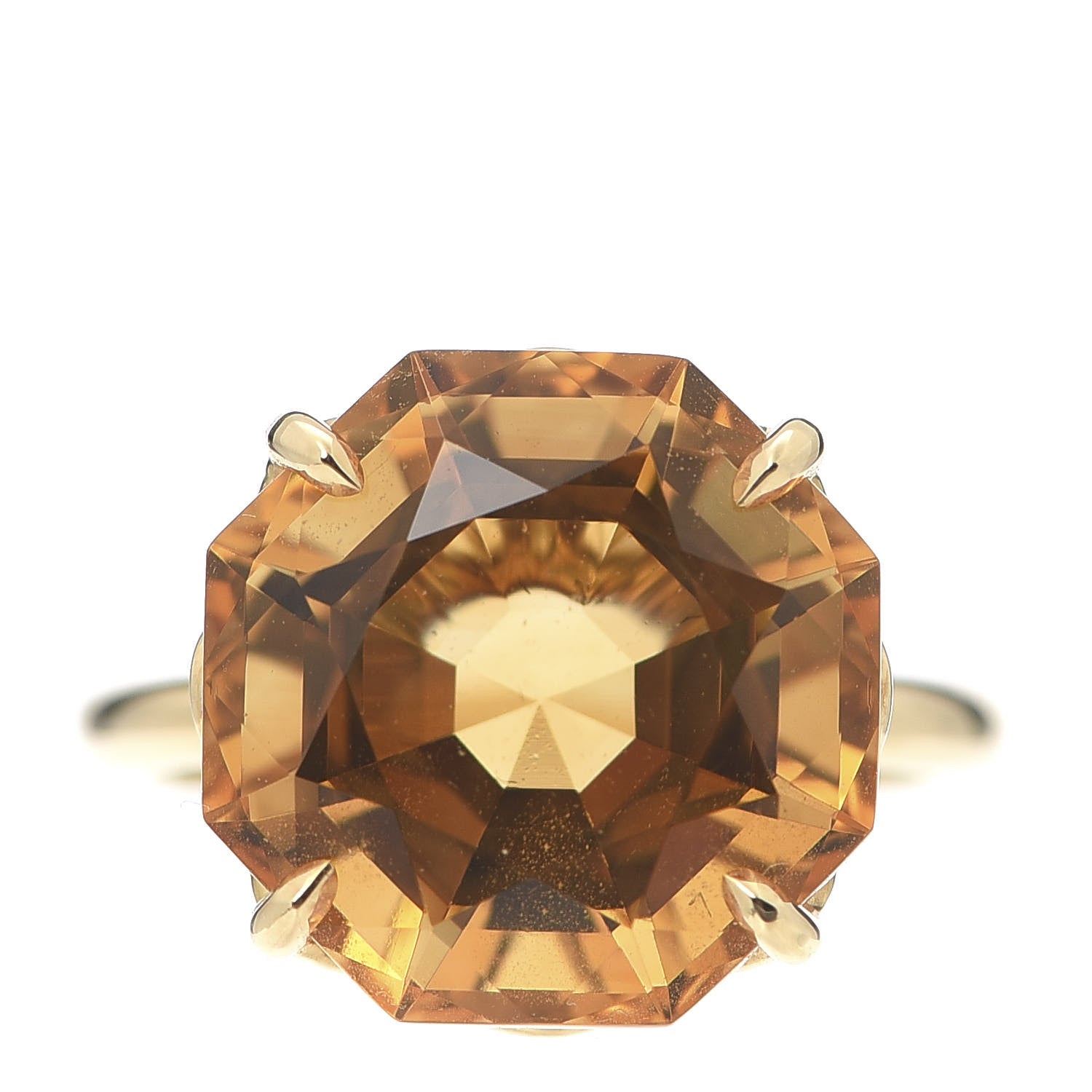Tiffany 18K Yellow Gold Citrine Octagonal Sparklers Cocktail Ring 49 5 1 of 6