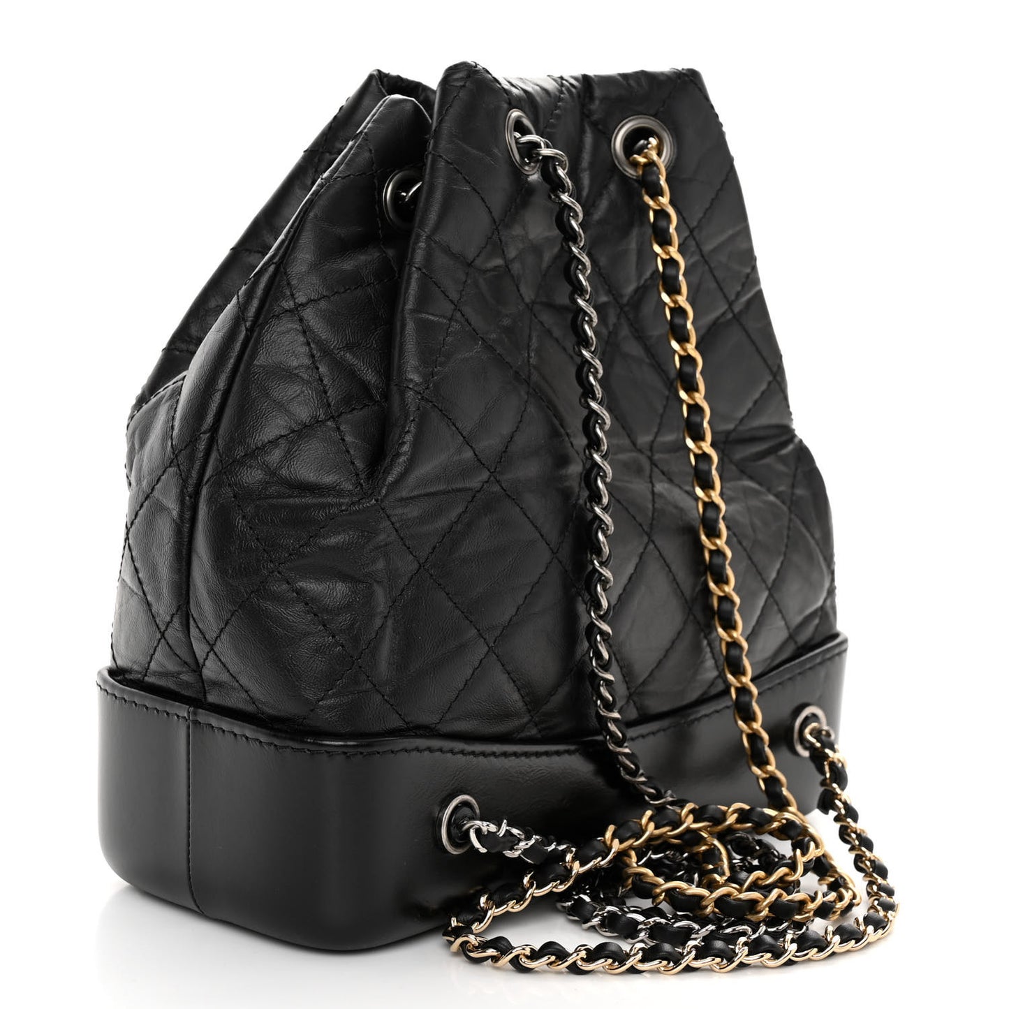 Aged Calfskin Quilted Small Gabrielle Backpack Black