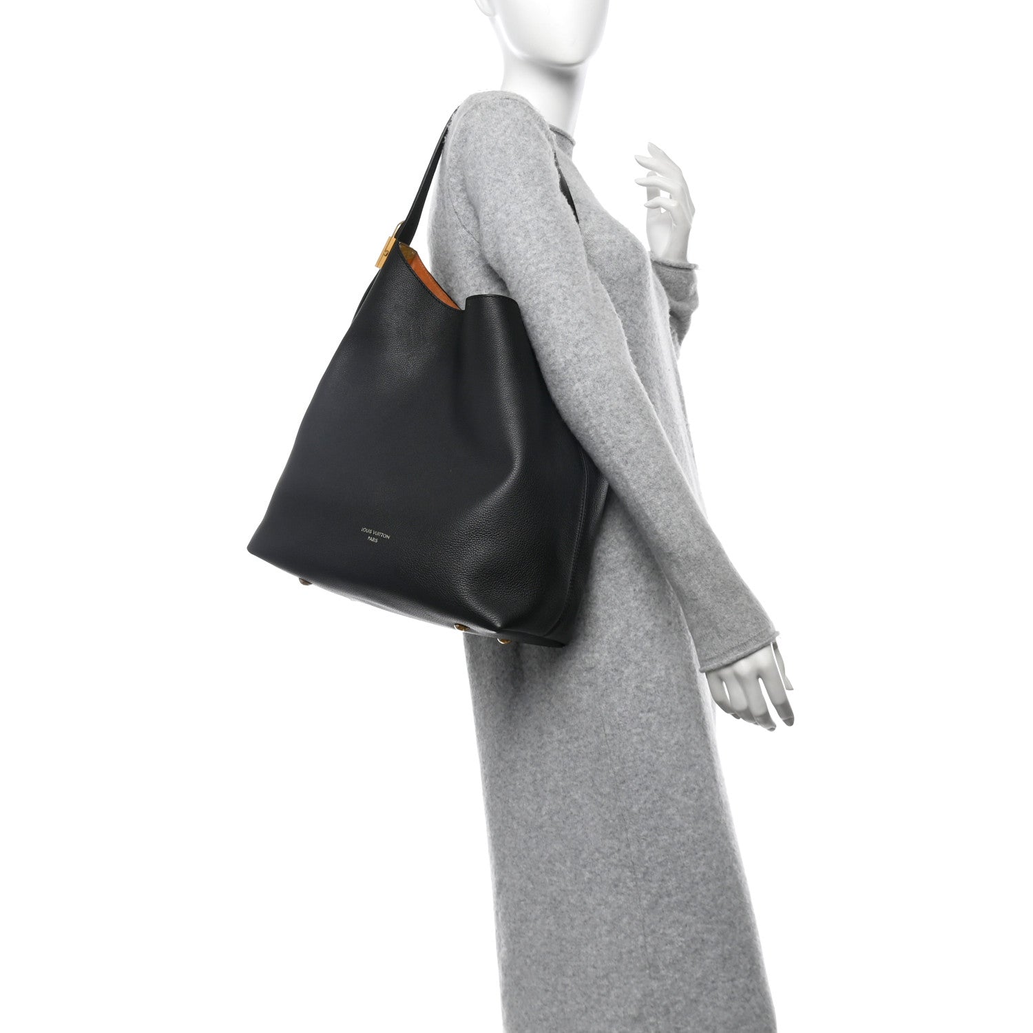 Louis Vuitton Grained Calfskin Low Key Hobo MM Black 3 of 12