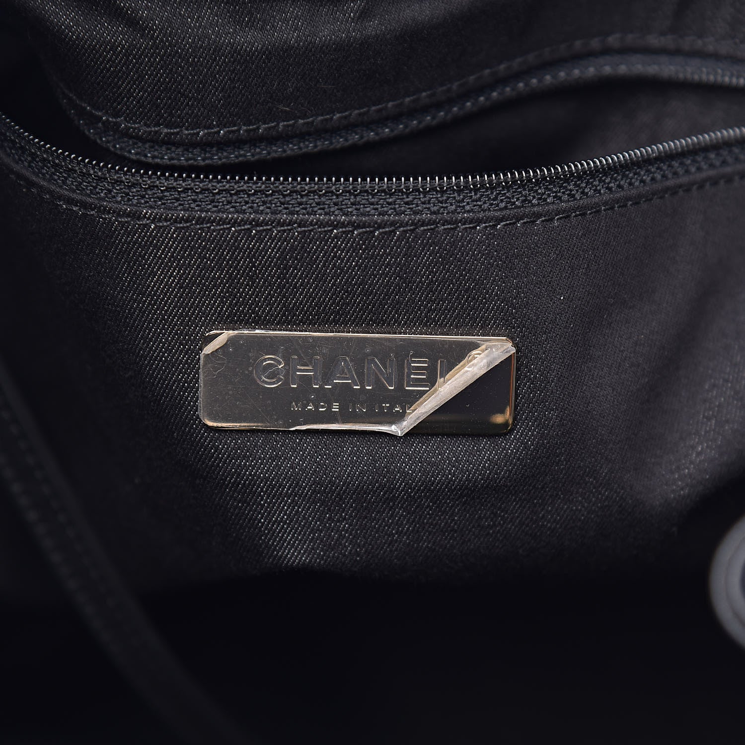 Chanel Calfskin Stitched Striped CC Drawstring Bag Black 6 of 11