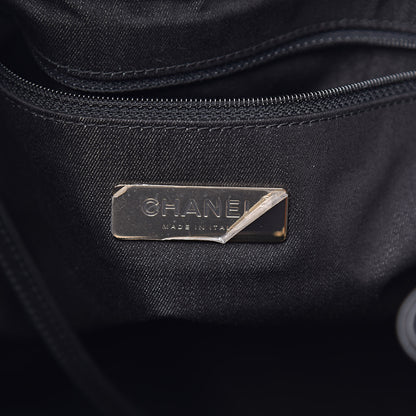 Chanel Calfskin Stitched Striped CC Drawstring Bag Black 6 of 11