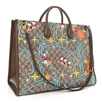 Gucci X DISNEY GG Supreme Monogram Donald Duck Retro Interlocking G Shopping Tote Beige Multicolor New Acero 3 of 11