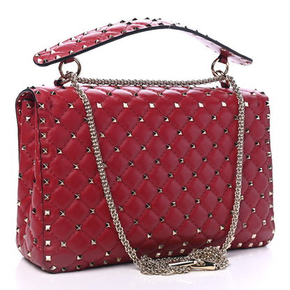 Valentino Garavani Lambskin Large Rockstud Spike Shoulder Bag Red 2 of 4