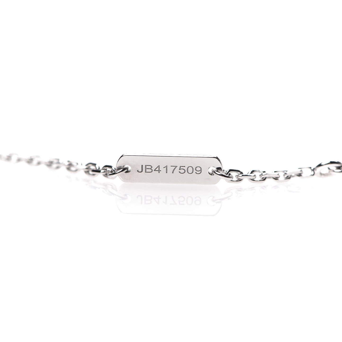18K White Gold Mother of Pearl Vintage Alhambra Pendant Necklace