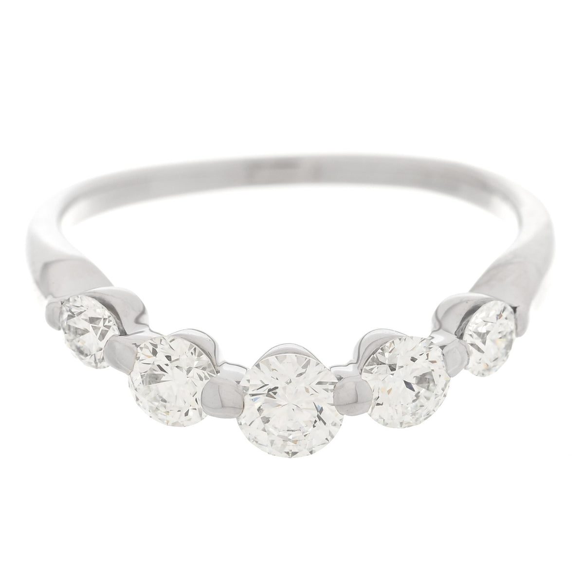 Parker & West by FASHIONPHILE Platinum Diamond .70ctw Curved Band Ring 51 5.75 7 of 10