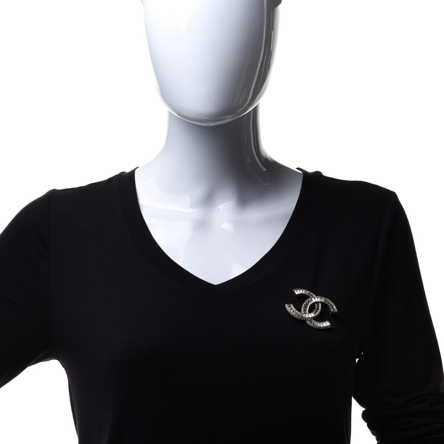 Chanel Baguette Crystal CC Brooch Gold 2 of 5