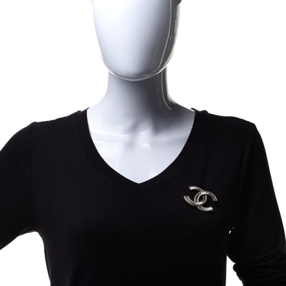 Chanel Baguette Crystal CC Brooch Gold 2 of 5