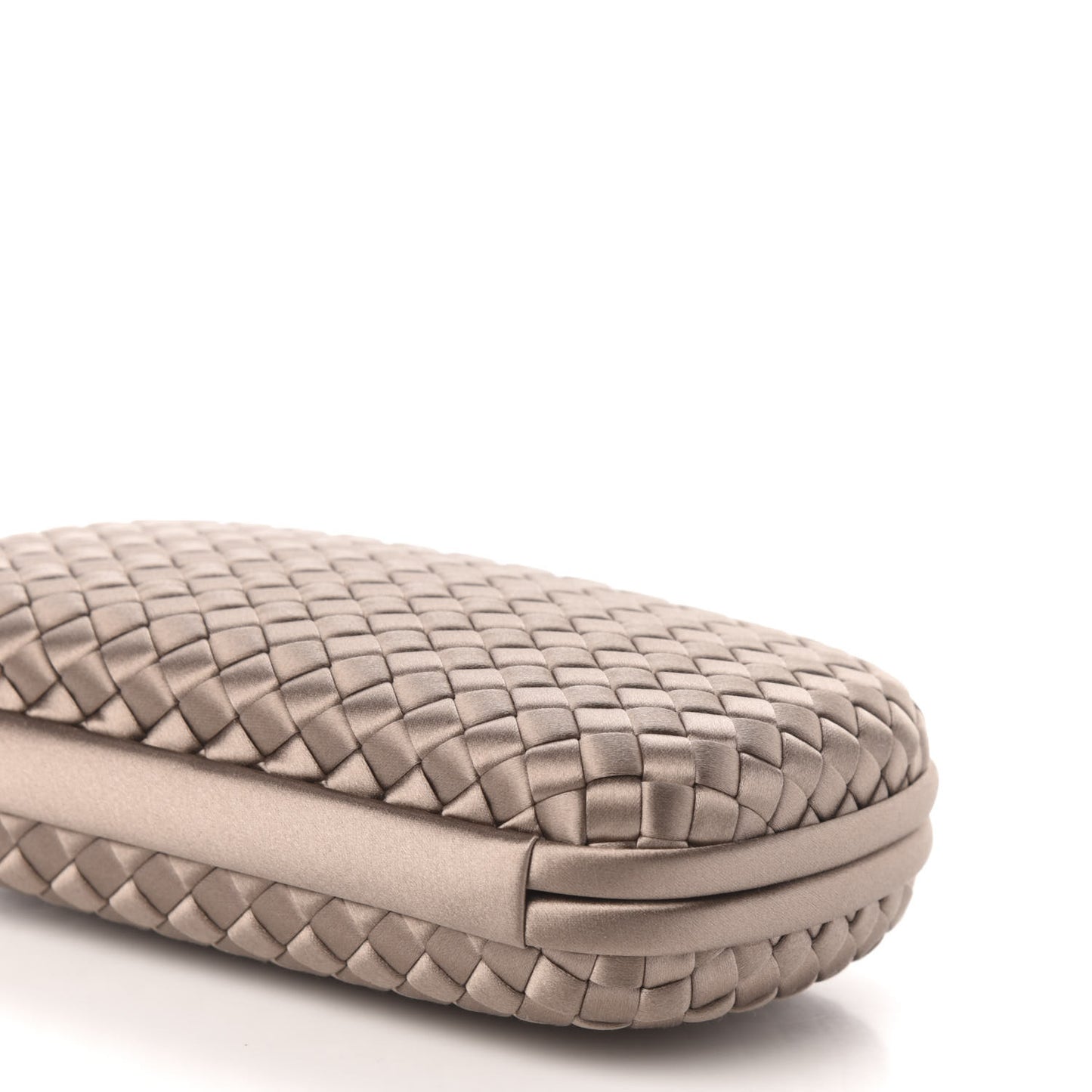 Satin Intrecciato Chain Knot Clutch Nude