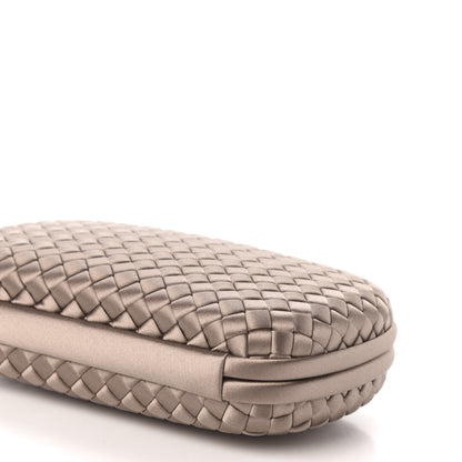 Bottega Veneta Satin Intrecciato Chain Knot Clutch Nude 8 of 9