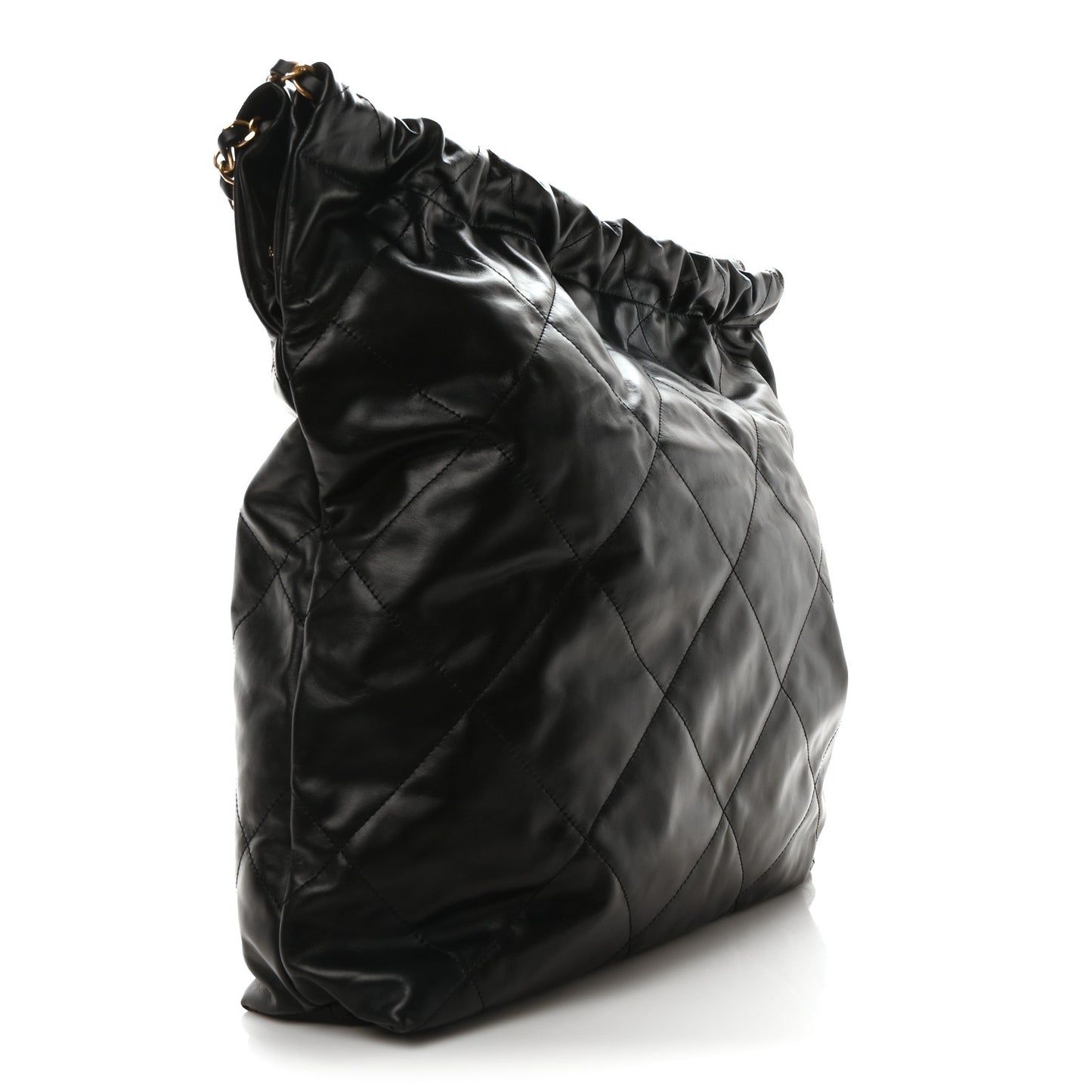 Calfskin Quilted Large Chanel 22 Black White