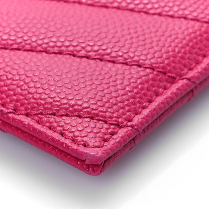 Saint Laurent Grain De Poudre Matelasse Chevron Monogram Credit Card Case Fresh Fuxia 8 of 8