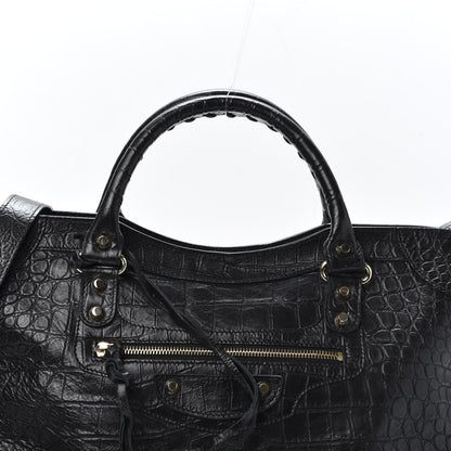 Balenciaga Calfskin Crocodile Embossed Classic Hardware City Black 9 of 9