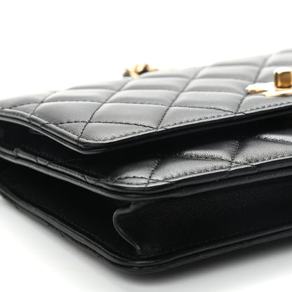 Chanel Lambskin Quilted CC Pearl Crush Wallet on Chain WOC Black 10 of 10