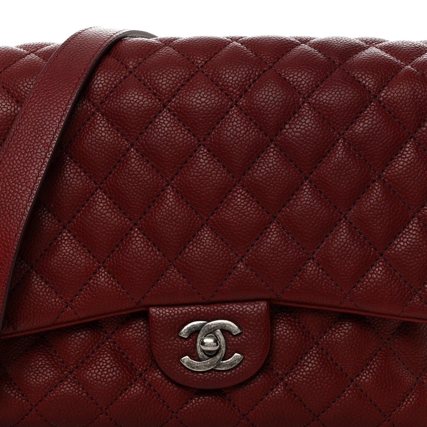 Caviar Quilted Medium Rock In Rome Single Flap Burgundy