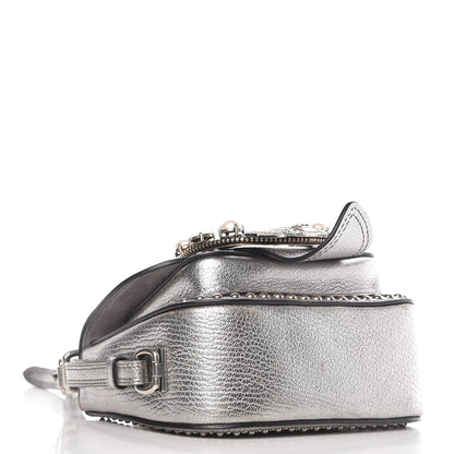 Miu Miu Metallic Goatskin Madras Stud Embellished Buckle Dahlia Shoulder Bag Chrome 9 of 20