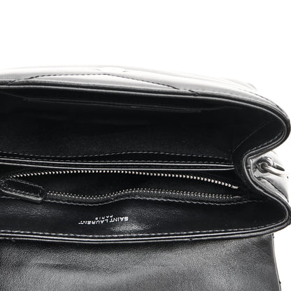 Saint Laurent Calfskin Y Quilted Monogram Toy Loulou Crossbody Bag Black 4 of 12