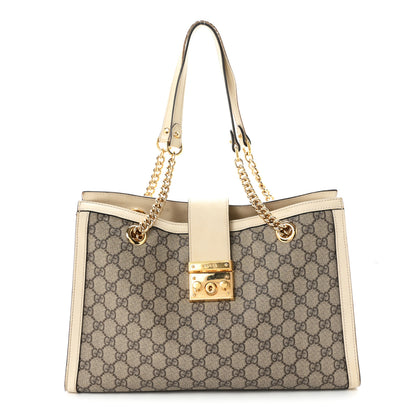 Gucci GG Supreme Monogram Medium Padlock Tote White 1 of 11