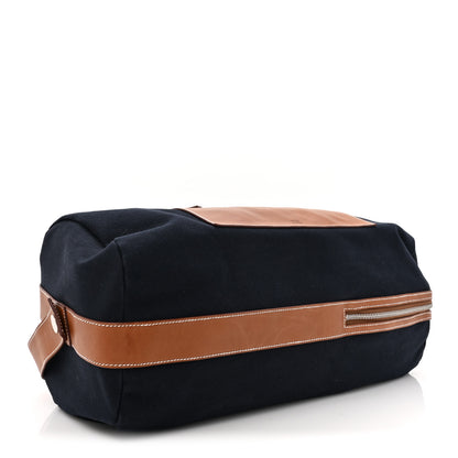 Hermes Toile Goeland Idro Calfskin Odyssee Terre Duffle Bag Bleu Marine Gold 4 of 13