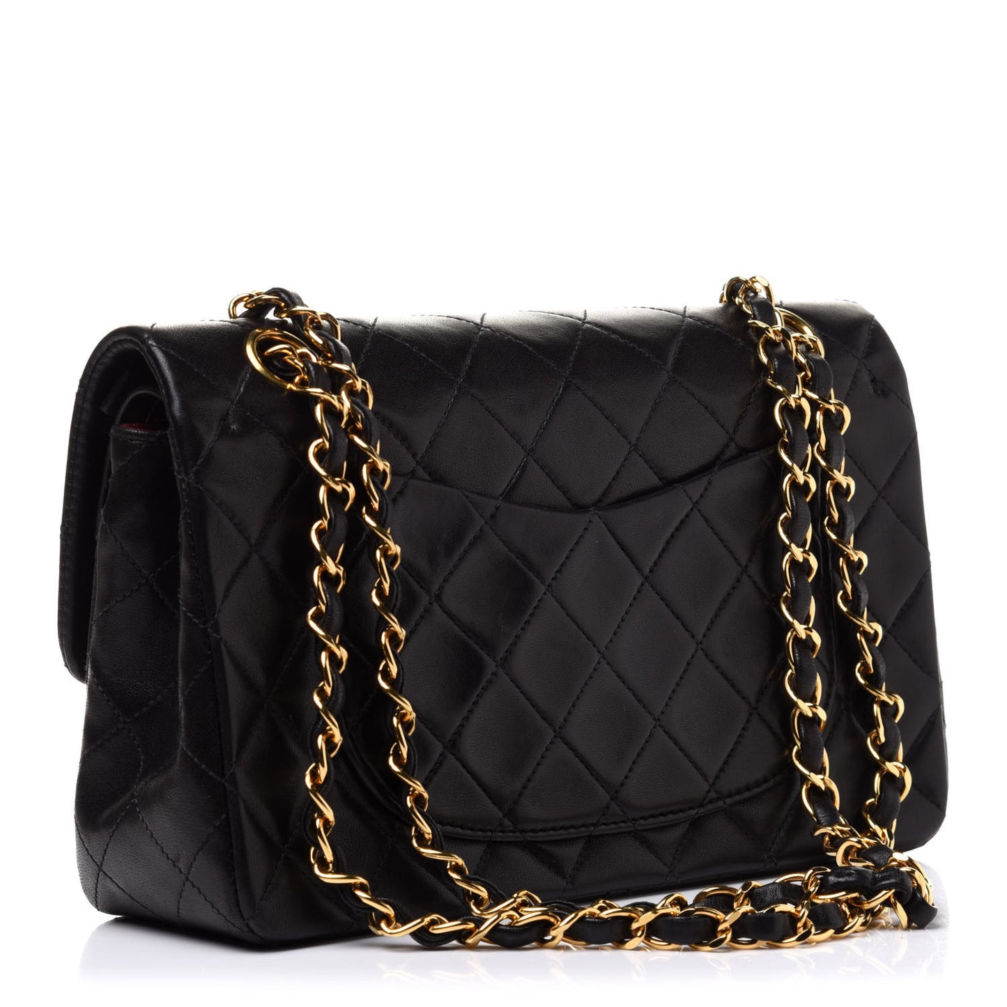 Lambskin Quilted Small Double Flap Black