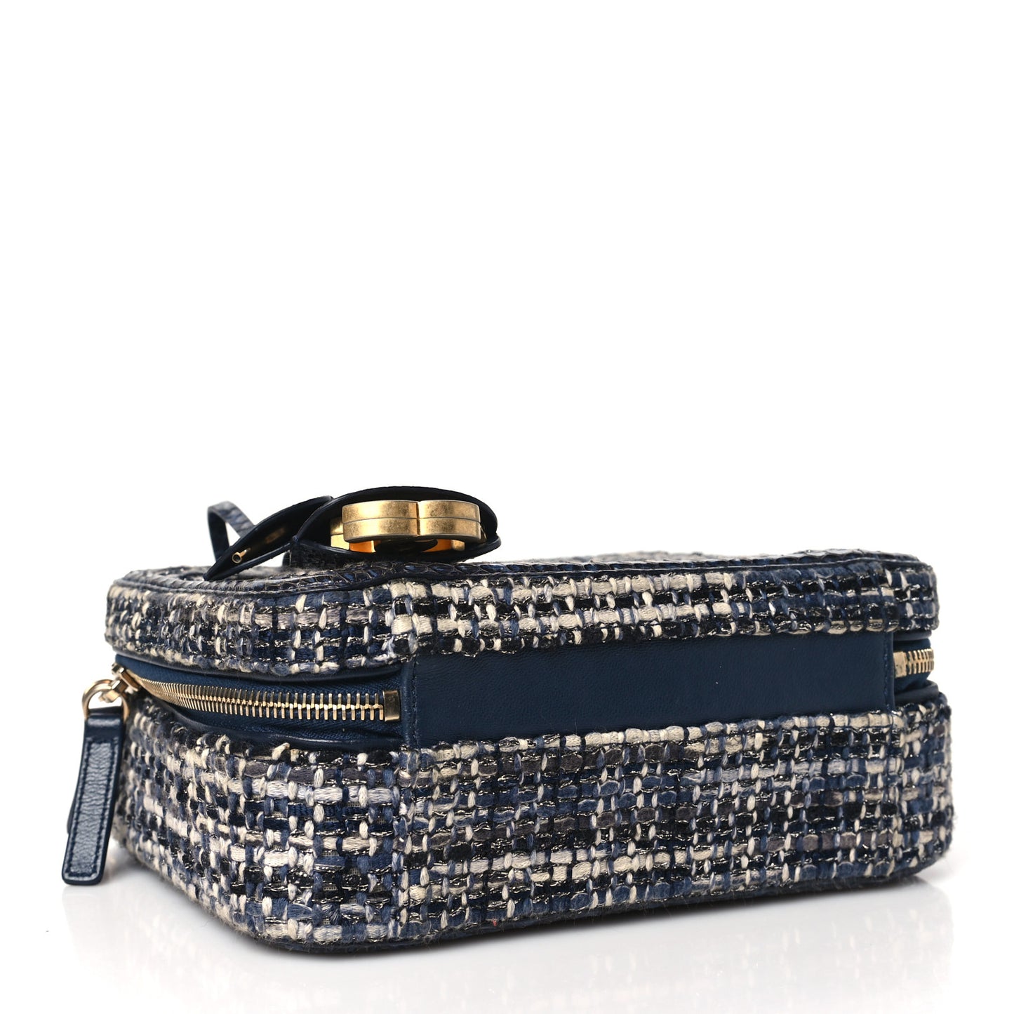 Tweed Snakeskin Quilted Medium CC Filigree Vanity Case Dark Navy