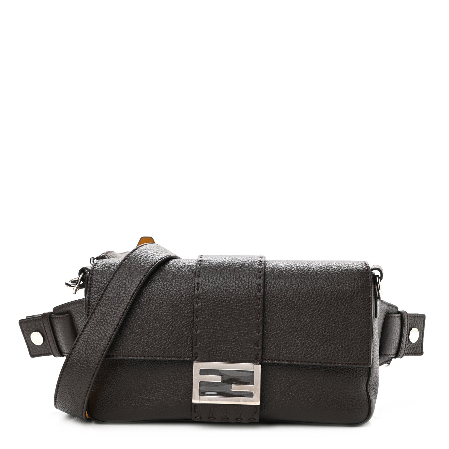Fendi Calfskin Romano Selleria Belt Baguette Bag Ebano 1 of 11
