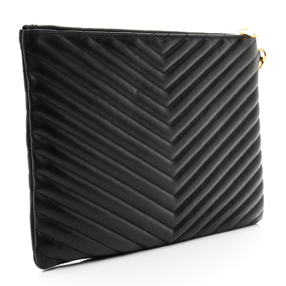 Saint Laurent Calfskin Matelasse Monogram Cassandre Tablet Pouch Black 3 of 6