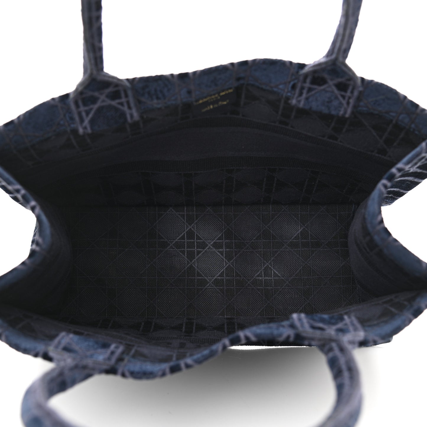 Velvet Cannage Medium Book Tote Navy Blue