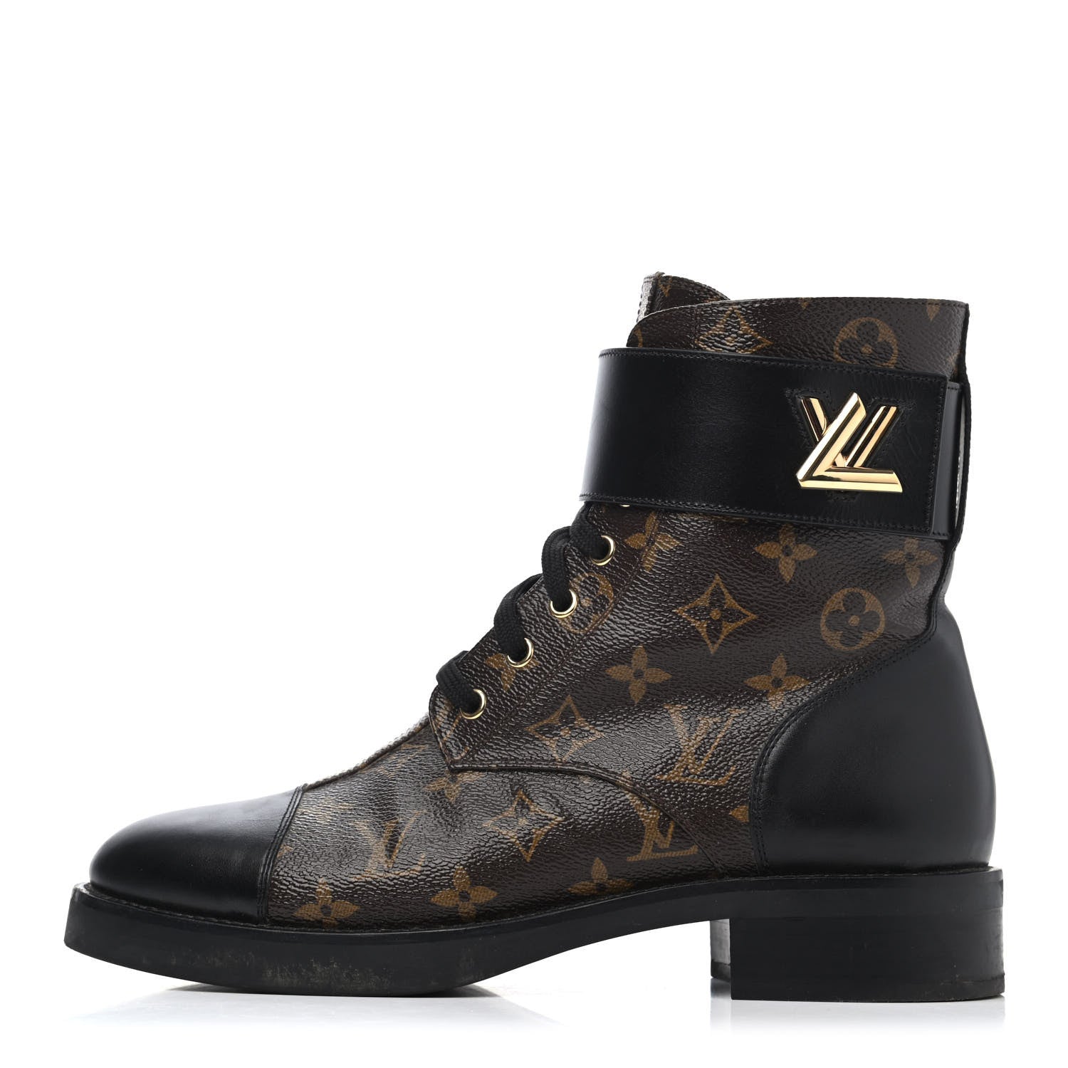 Louis Vuitton Monogram Calfskin Wonderland Flat Ranger Boots 40.5 Black 1 of 4